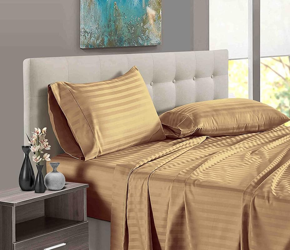 See full amazon price history chart for Hotel Luxury Bedding Set 6 PC- Extra Soft Flat Sheet, Fully Elastic Fitted Sheet with 10" Easy Fit Deep Pocket and 4 Pillow Cover, 100% Cotton, 1000 Thread Count -Taupe Stripe,Double Size Hotel Luxury Bedding Set 6 PC- Extra Soft Flat Sheet, Fully Elastic Fitted Sheet with 10" Easy Fit Deep Pocket and 4 Pillow Cover, 100% Cotton, 1000 Thread Count -Taupe Stripe,Double Size (B0BQYMDM3B) Amazon Price History, Amazon Price Tracker