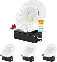 Luxrite 4 Inch LED Recessed Can Lights 10W 5 CCT Dimmable Black Trim 4-Pack 688099260996 - View #4