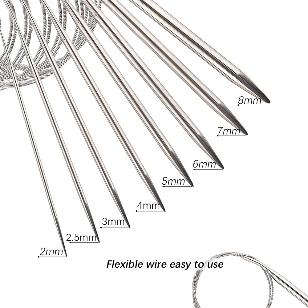 Circular Knitting Needles Set, 80 cm Stainless Steel Circu-lar Knitting Needles - Image 2