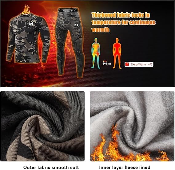 MEETYOO mens Men's Thermal Underwear Set Sport Long Johns Base Layer - Image 3