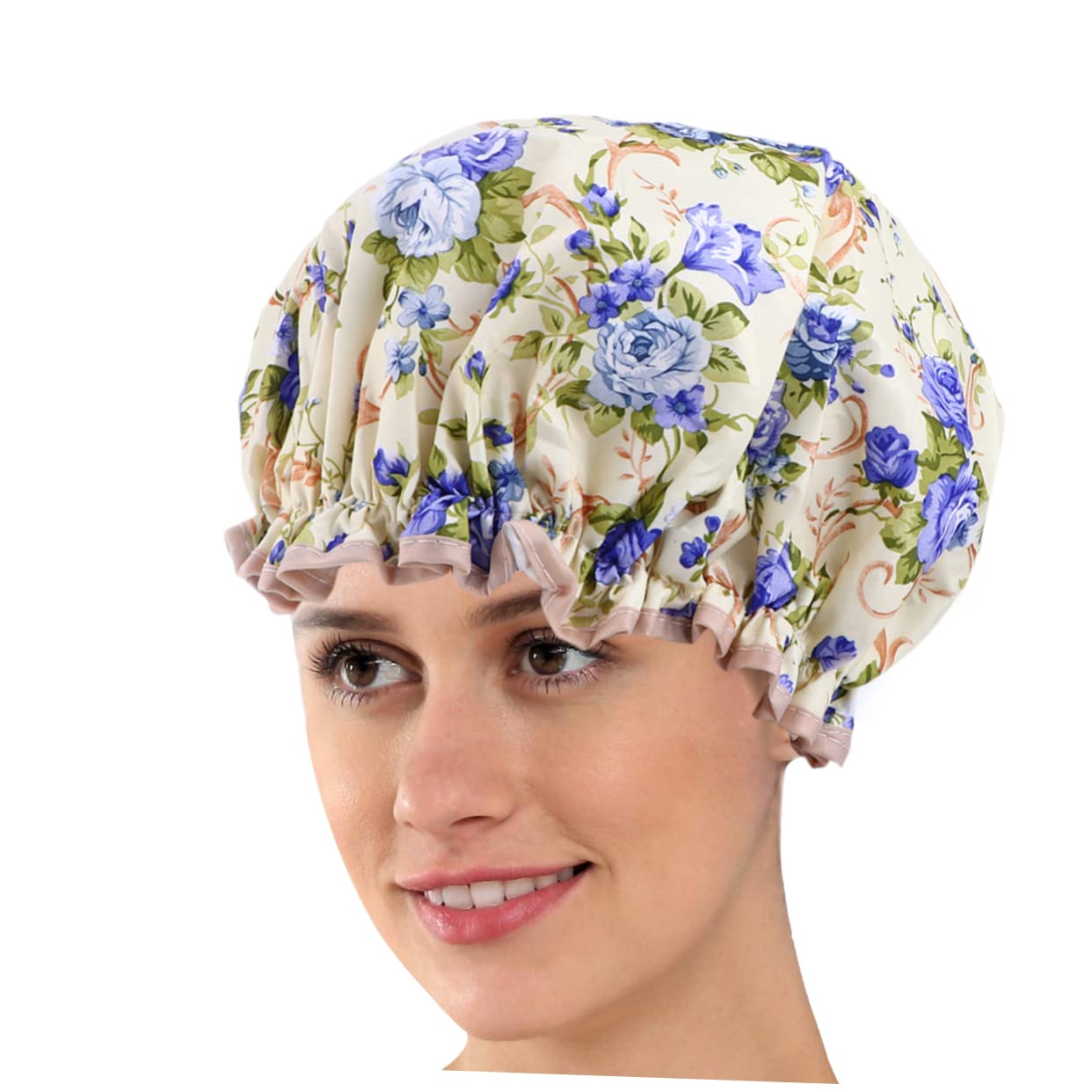 Angoily 9piezas Gorro De Ducha Para Mujer De Dobles Diseño Bonito Flores Reutilizable y Elástico Para Baño y Spa