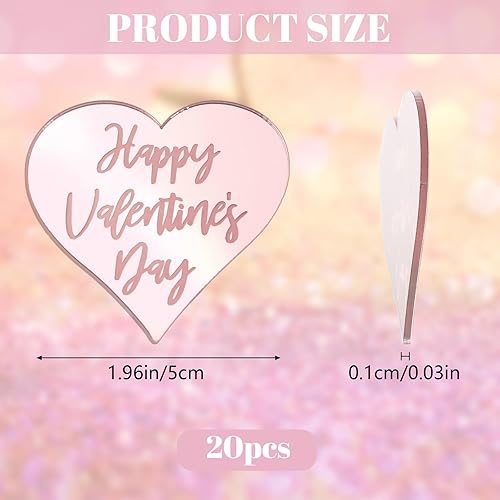 Miniatura 2 de URROMA Decoración para cupcakes de feliz día de San Valentín, 20 piezas de oro rosa con temática de amor dulce para el día de San Valentín para baby