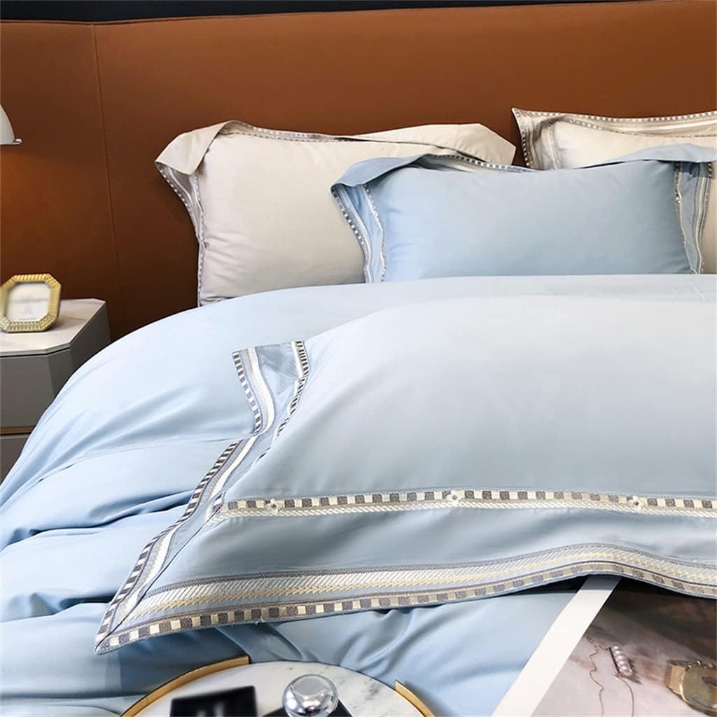 Embroidered Bedding Set 1000TC Cotton Soft Duvet Cover Sheet Set Pillowcase (Color : D, Size : 200 * 230cm)