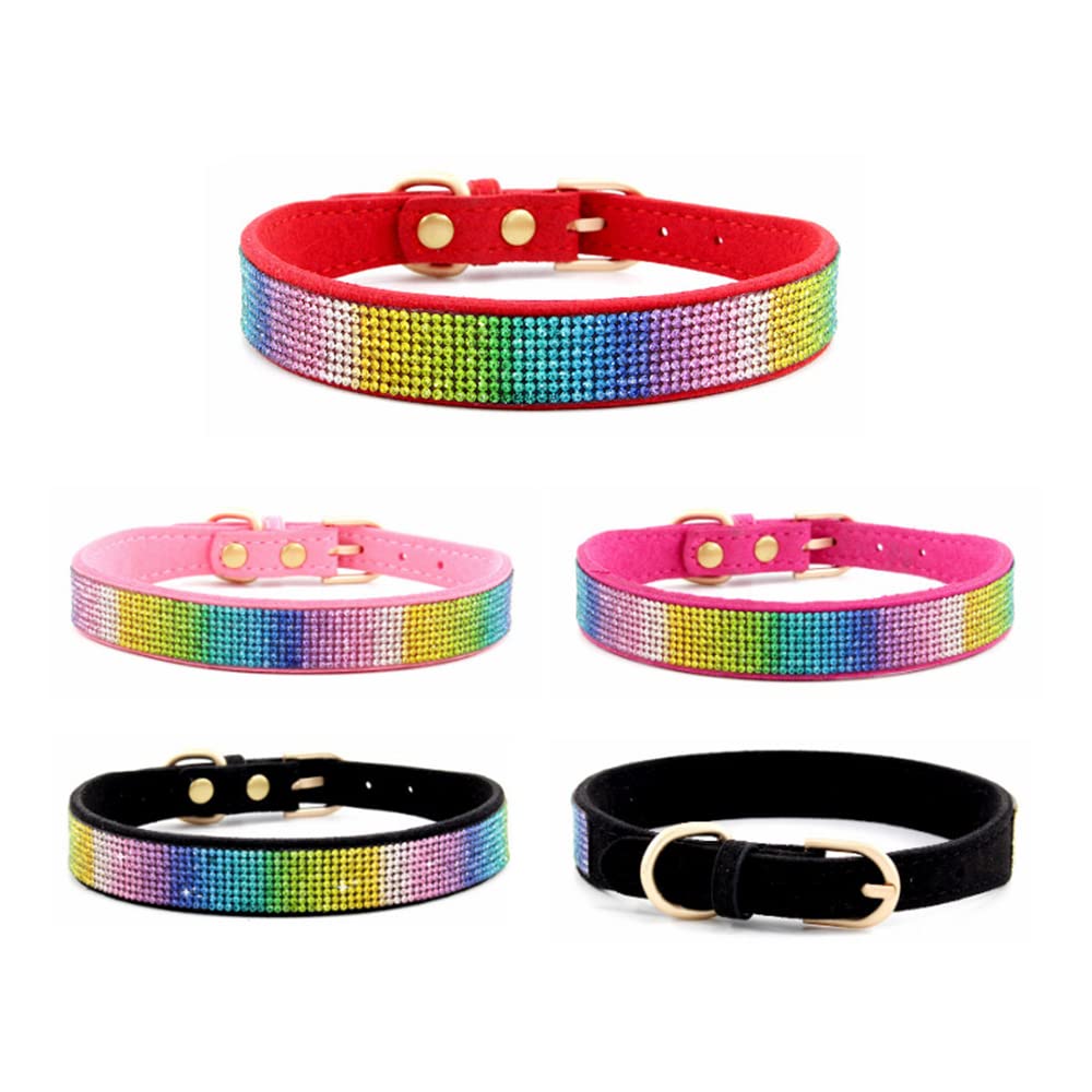 Niedliches Hundehalsband Mit Strass – Weiches Veloursleder, Verstellbar, Für Kleine Hunde Und Katzen (XXS, Dunkelblau)