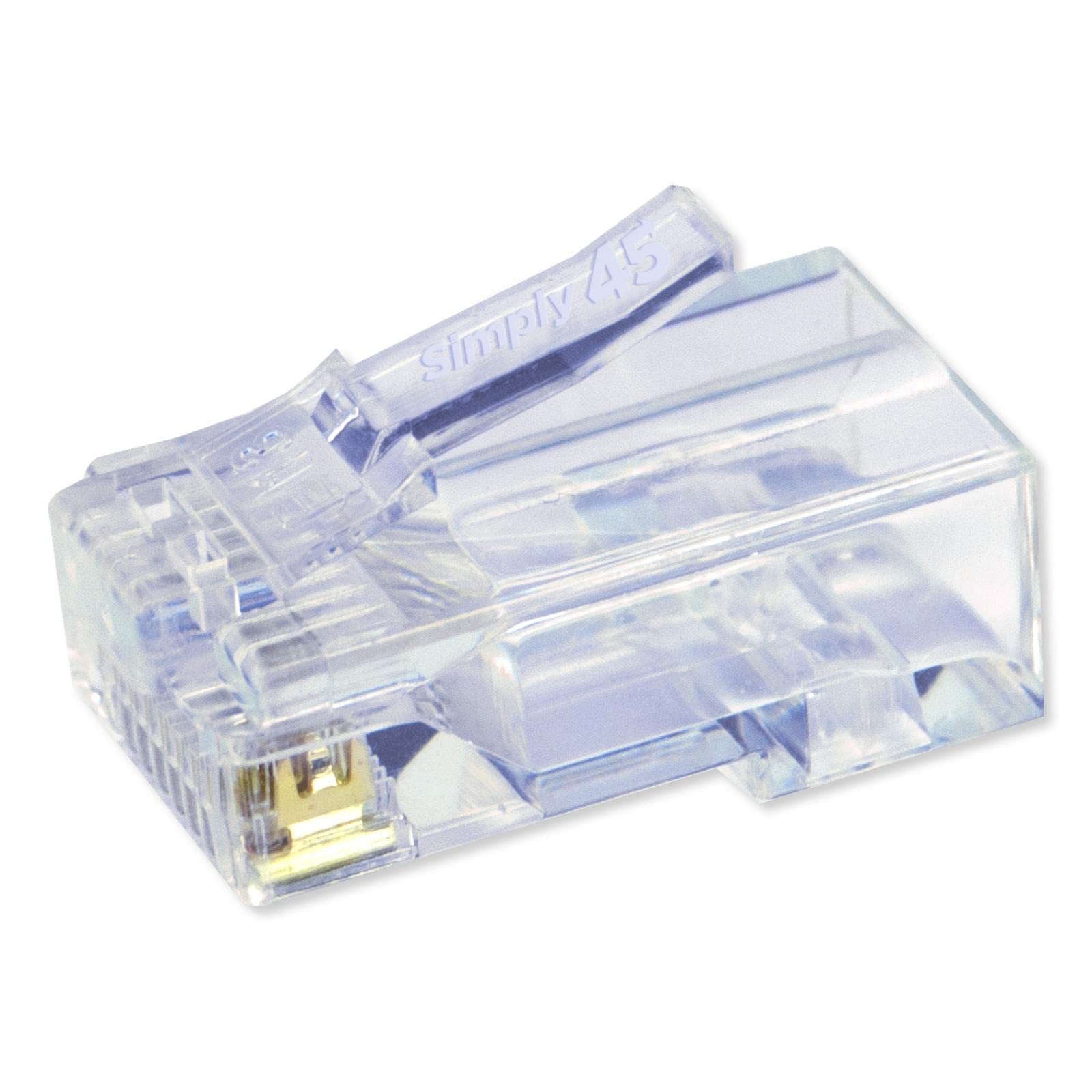 Simply45 Prise modulaire RJ45 non blindée | Pour CAT5E UTP, 24AWG solide, 28-26AWG toronné, 3 broches, bleu clair, 100 pièces - S45-1500