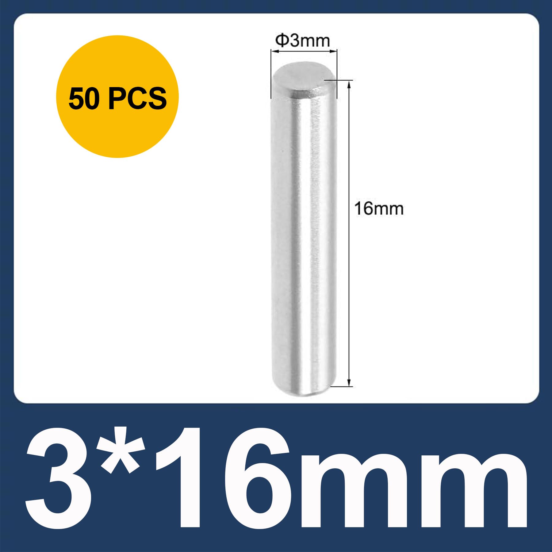 LEPEVNEY 3mm x 16mm 304 Stainless Steel Dowel Pins Shelf Pegs Support Shelves Silver Tone 50Pcs - Image 2