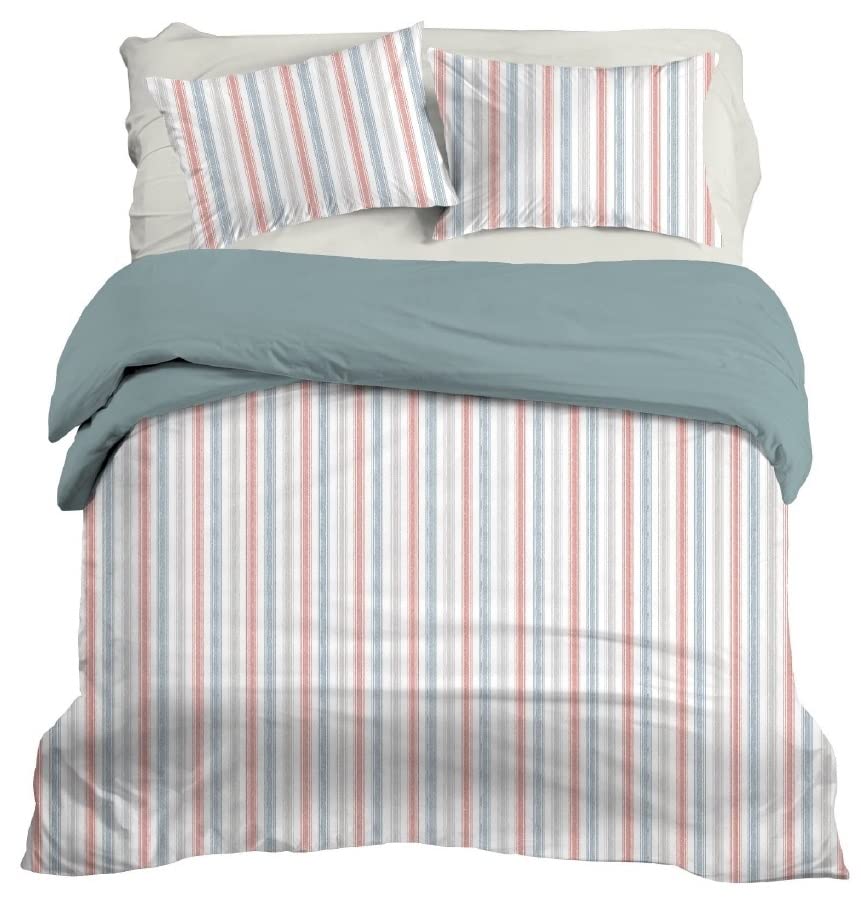 RUVANTI 100% Cotton Split King Sheets Sets for Adjustable Bed, 5 PCs, Soft & Breathable Percale Weave Bedding, Deep Pocket 16", Hotel Standard, Crisp Cool Feel & Durable, Striped Sheet, Times