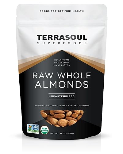 Terrasoul Superfoods Almendras orgánicas crudas sin pasteurizar brotables 2 libras Terrasoul Superfoods Almendras orgánicas crudas sin pasteurizar brotables 2 libras