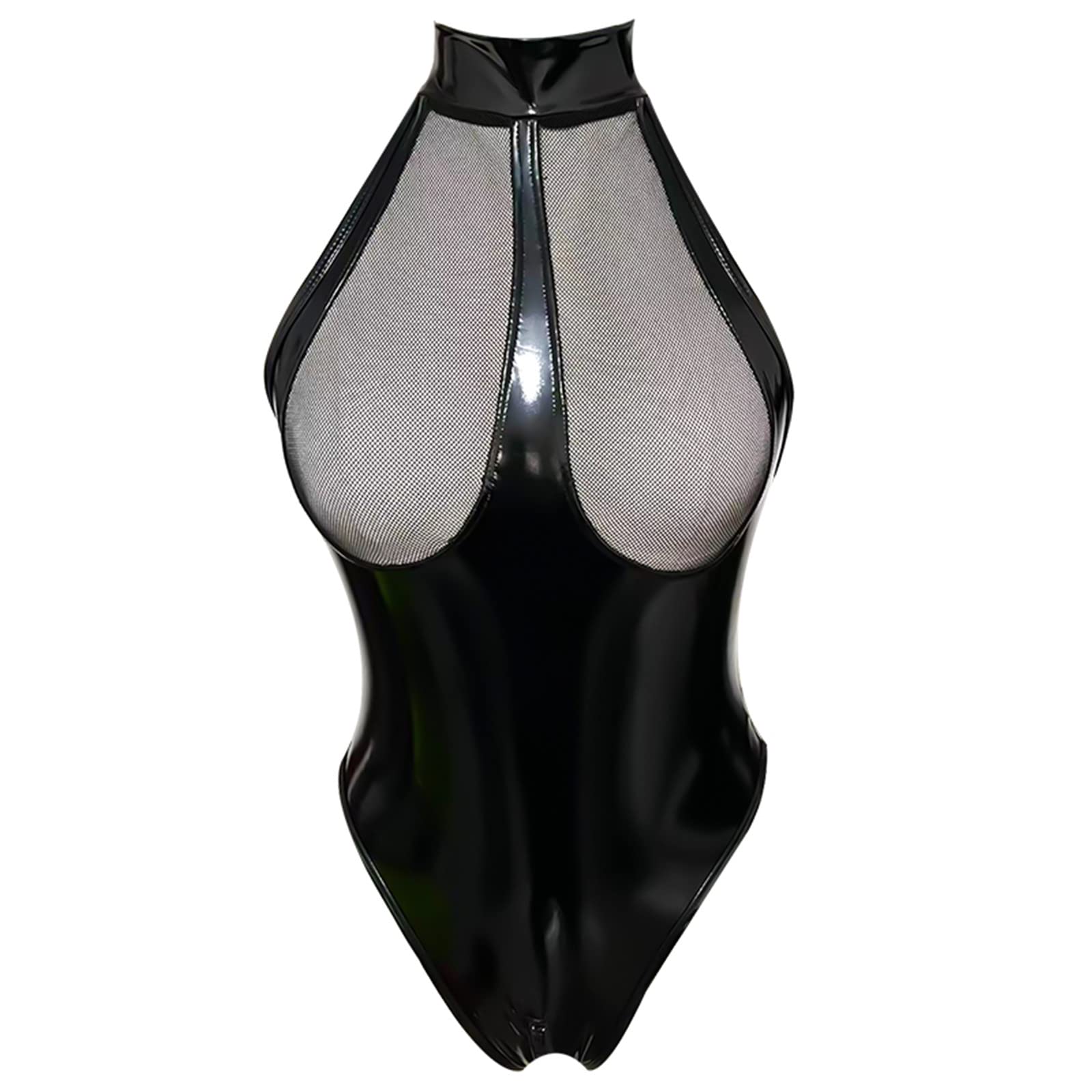 Body Femme Sexy Cuir Vernie Bodysuit Jumpsuit Sexy Transparent Bodycon Lingerie de Nuit Sado MASO Jeu de Rôle Cosplay Dos Nu Cha