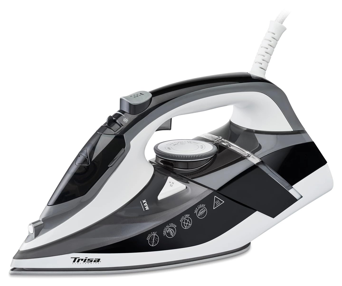 Trisa Dampfbugeleisen 2400W, Keramiksohle, 140g Dampfstoß, Anti-Kalk | Keramik-Leichtlaufsohle, 140g Dampfstoß & 30g Dauerdampf, Anti-Kalk & Tropfstopp, 350ml Tank, Auto-Off