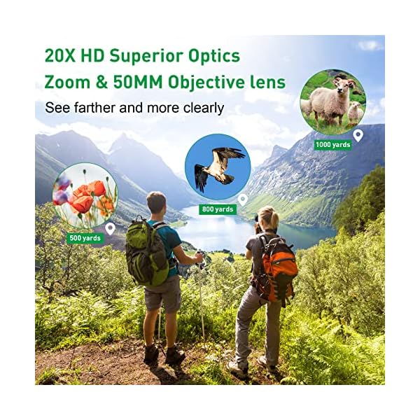 Fernglas 20x50,Fernglas für Erwachsene,Fernglas Nachtsicht Feldstecher,28mm Groß Feld Kompaktes HD Fernglas mit hoher… – Bild 3