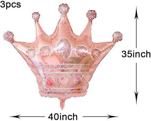 Miniatura 2 de AnnoDeel 3 globos de foi de corona jumbo, globos de Mylar de 40 pulgadas de corona rosa goid plateado para cumpleaños, baby shower, boda, fiesta,