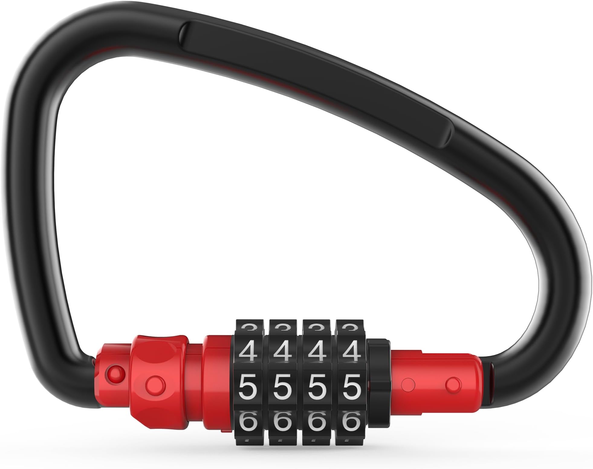 Carabiner Locking Clips with Combination Lock, Heavy Duty 4-Digit D Ring, Large Metal Carabiners, Outdoor Travel Anti-Theft Hook for Helmet Safe, Rope Chain Link & Lock Holder