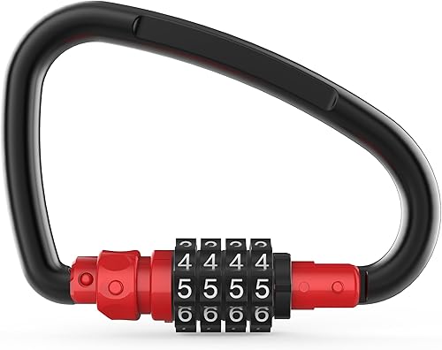 UP Security Clips de bloqueo de mosquetón con cerradura de combinación, anillo D de 4 dígitos resistente, mosquetones de metal grandes, gancho