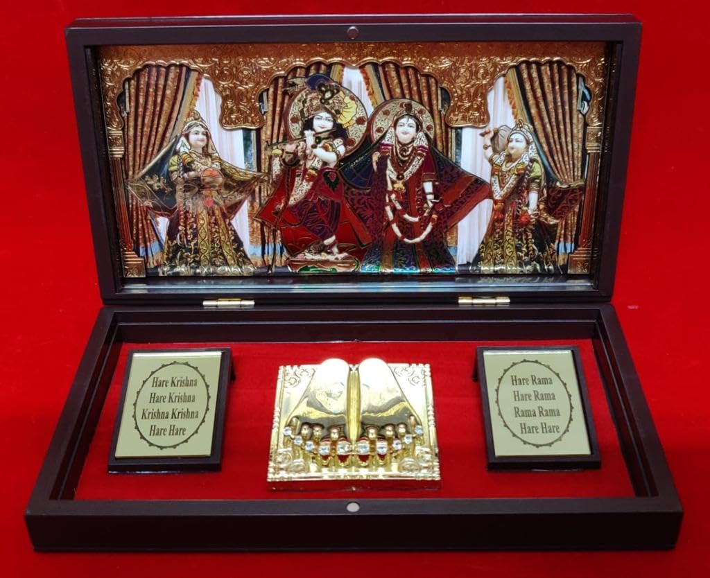 3D Radha Krishna Charan Paduka Eternal Love Box | Divine Vrindavan Iskcon Style Photo Frame for Home Mandir, Bedroom & Office | Spiritual Gift for Janmashtami, Weddings & Anniversary-image-44