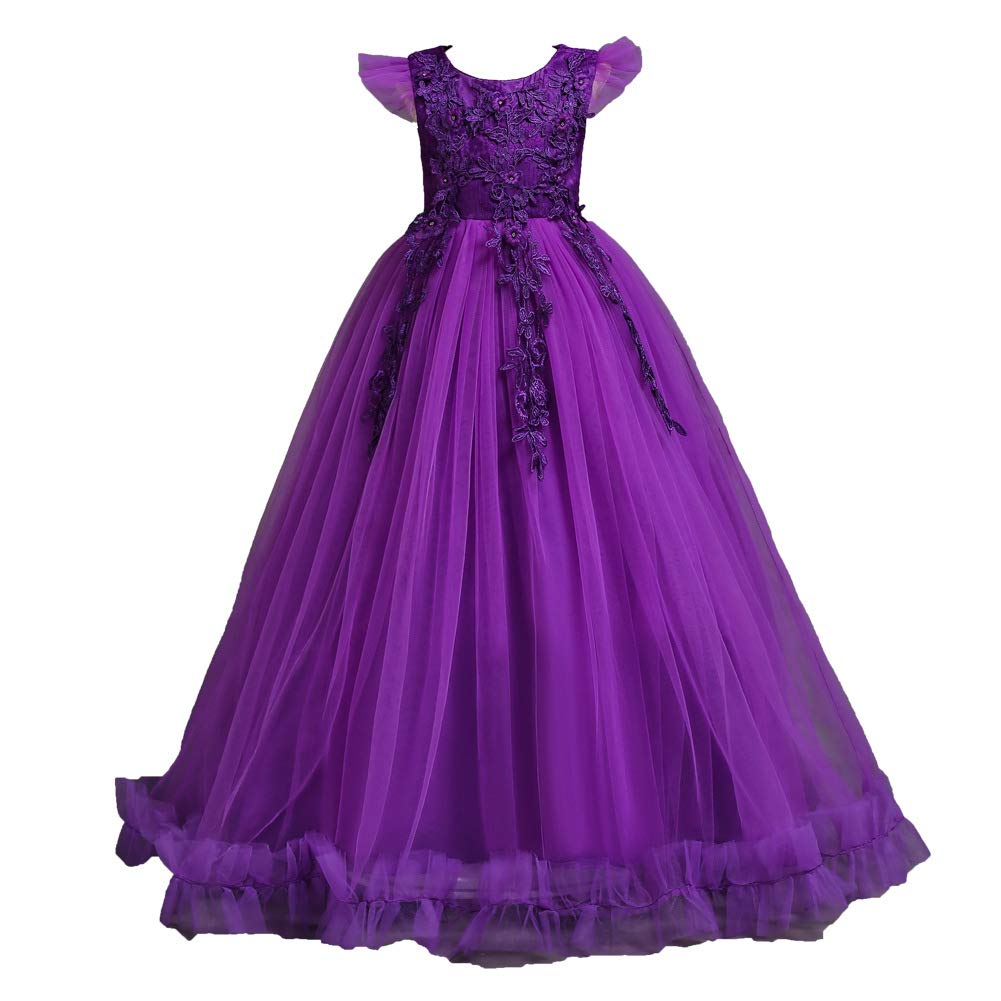 Valin Blumensmädchenkleid Prinzessin Kleid Festliches Kinderkleid Ohne Arm Spitze Tüll Party Festliche Hochzeit Kleid 4-14 Jahre,V833