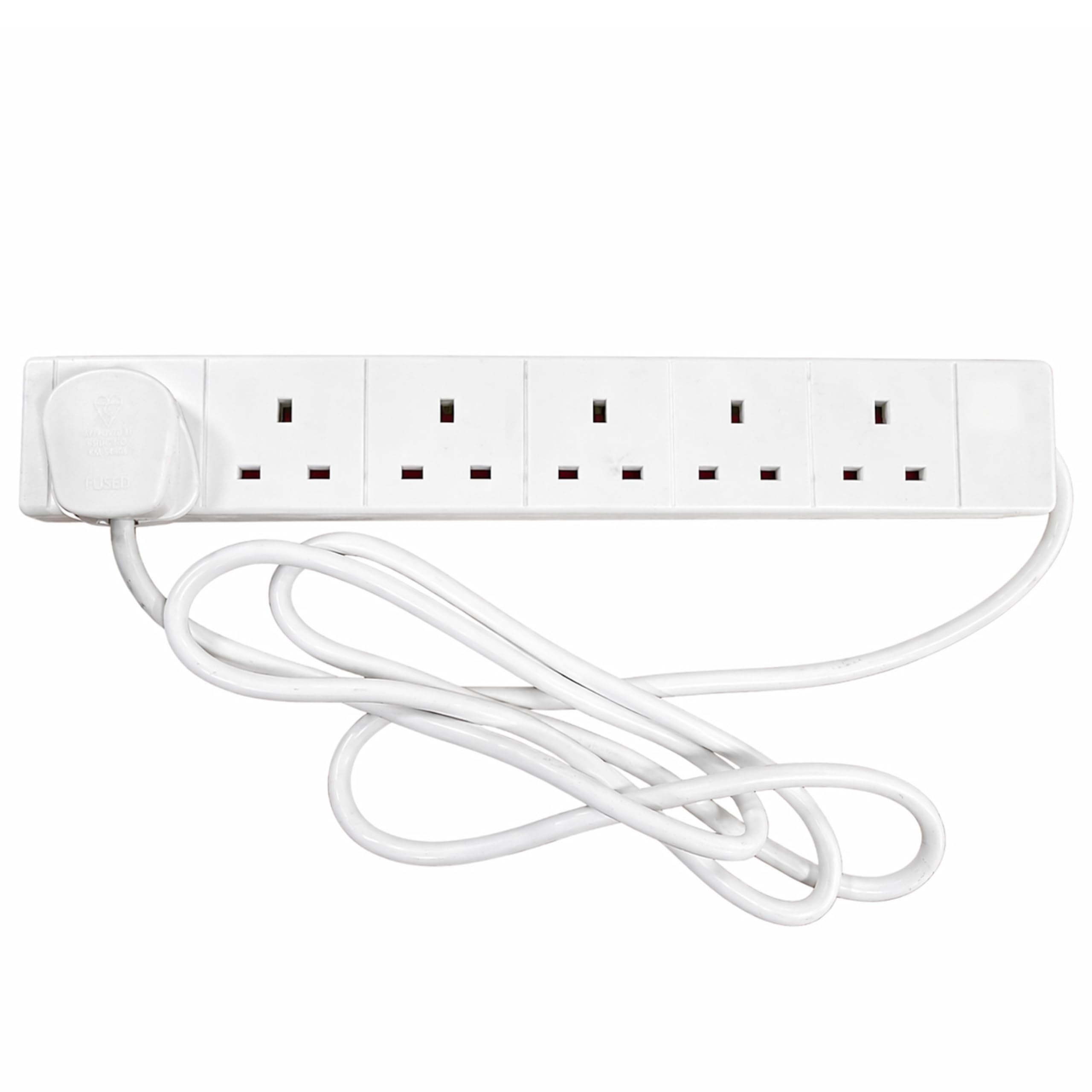 Status Multi Plug Extension | 6 Socket Extension Cable | 2M Extension Lead | S6w2ms12 White