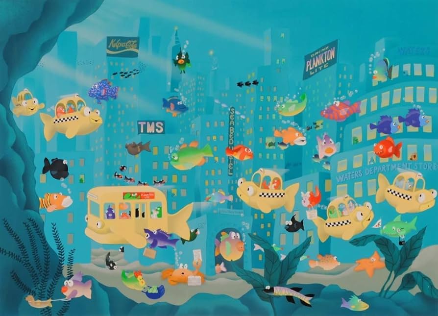 Amazon | 魚 絵画 可愛い絵 ジークレー 版画 スチュワート・マスコ