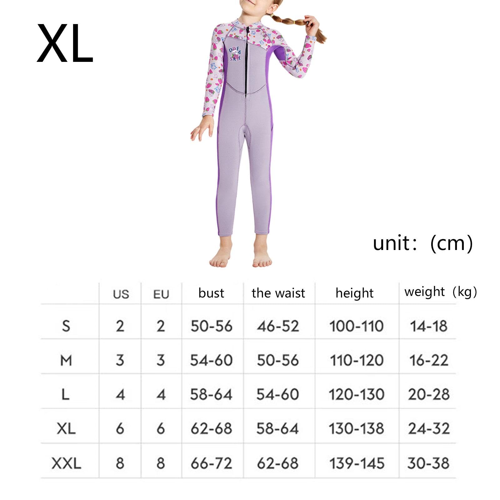 Traje de Neopreno para Niños Y Niñas, Traje de Neopreno de 2 Mm, Traje de Baño Térmico con Cremallera Frontal, Traje Completo para Navegación Subacuát