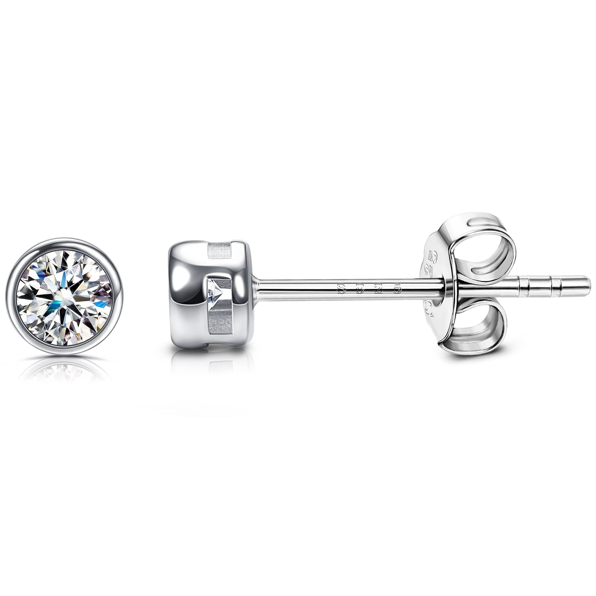Moissanite Ohrstecker Sterling Silber 3 mm 0,1 Karat D Farbe VVS1 Klarheit Runder Schliff 18K Weißgold Vergoldet