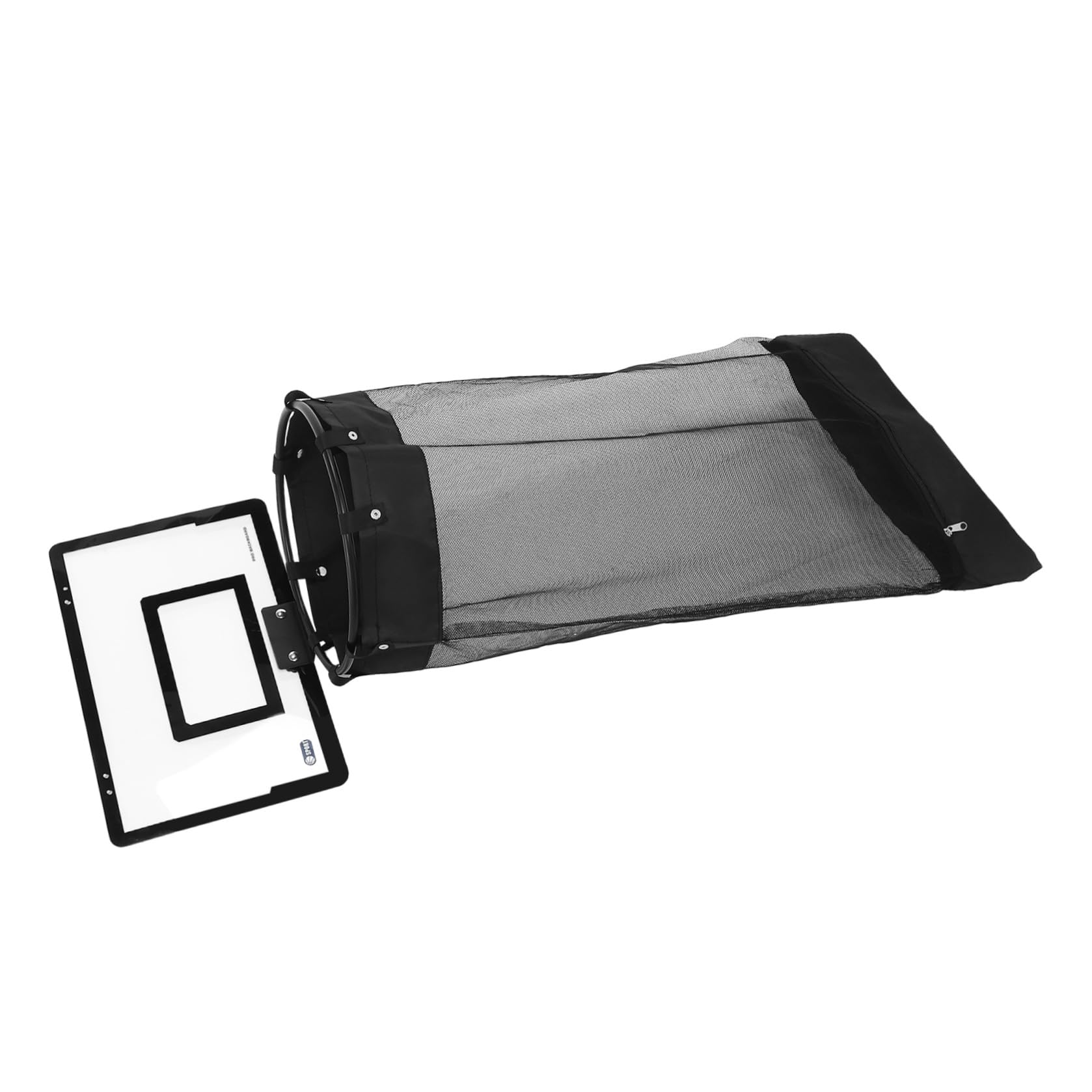 OUNONA Cesto Porta Biancheria a Tema Basket con Cerchio Nero, Rete in Plastica, Ganci e Cerniera, per Dormitori e Piccoli Appartamenti