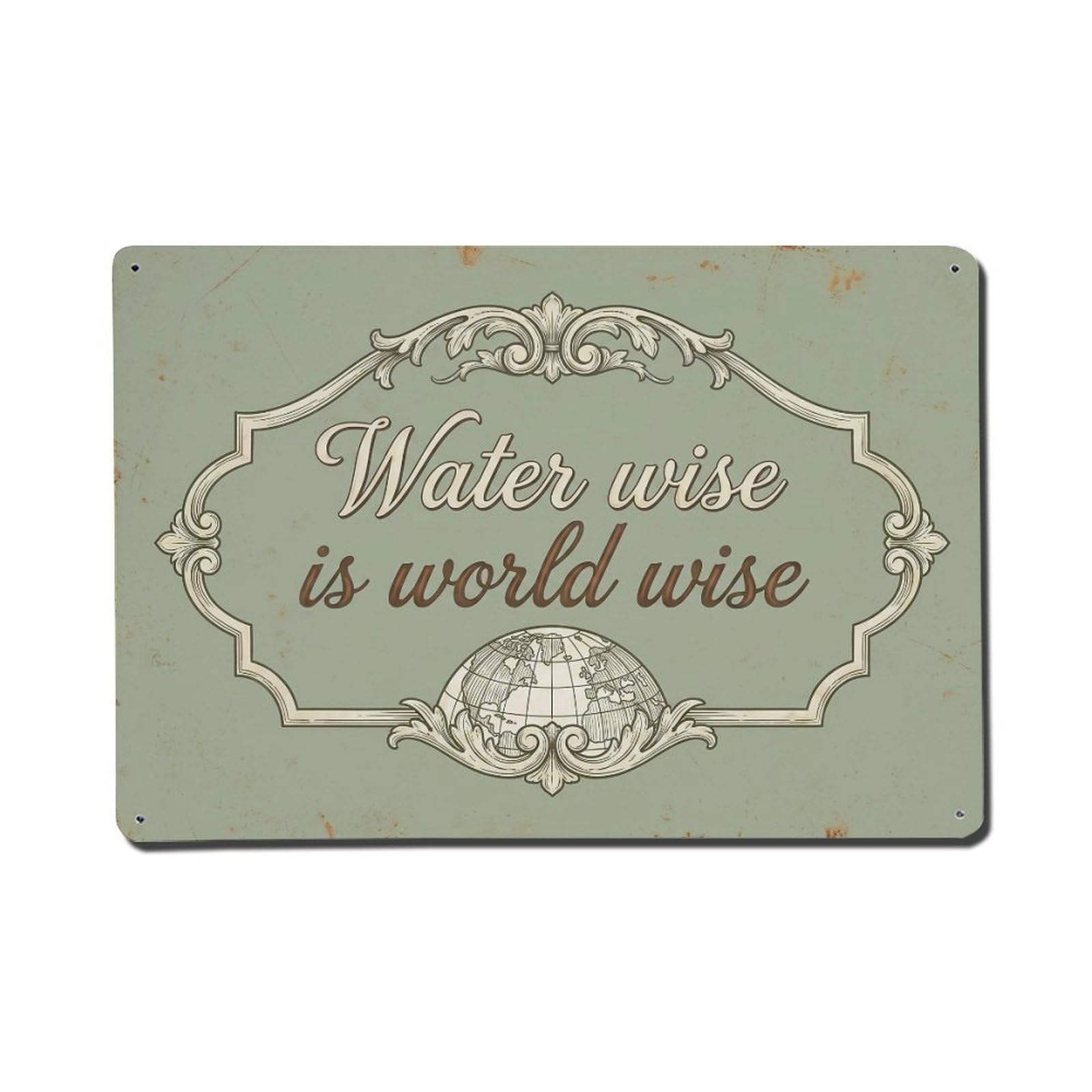 Olhnbad Style Water Wise Is World Wise Conservation Quote Metal Tin Sign