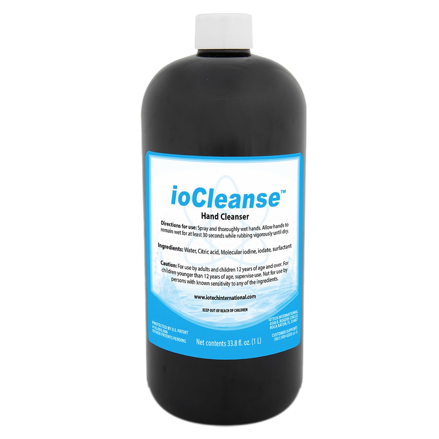 Iotech ioCleanse Limpiador de manos, spray limpiador de manos sin alcohol, limpiador de manos ioCleanse de grado profesional (1 litro)