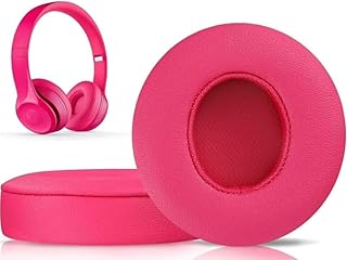 almohadillas para orejas compatibles con auriculares Beats Solo 2.0 con cable, de piel proteico Solo 2.0 con cable de repuesto, color rosa