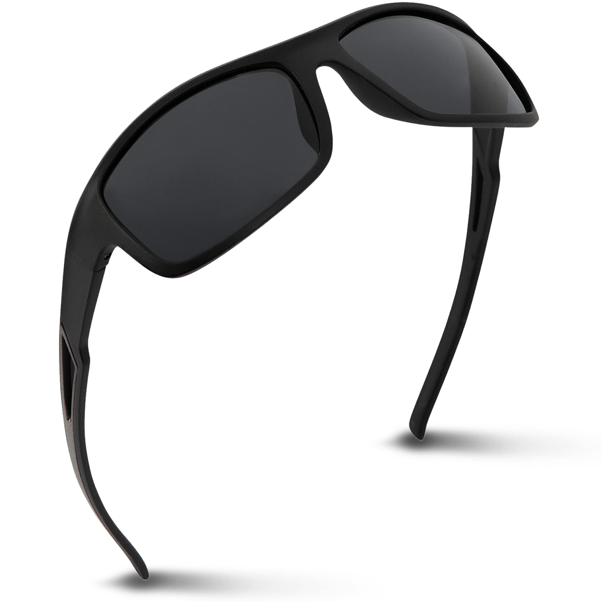 Photo 1 of *** Bundle *** Premium Sports Polarized Sunglasses for Men. With UV Protection. Wraparound Style Great for Driving, Biking & Running Matte Black Frame W/ Gunmetal Detail | Silver Mirrored Lens ( 2 packs )