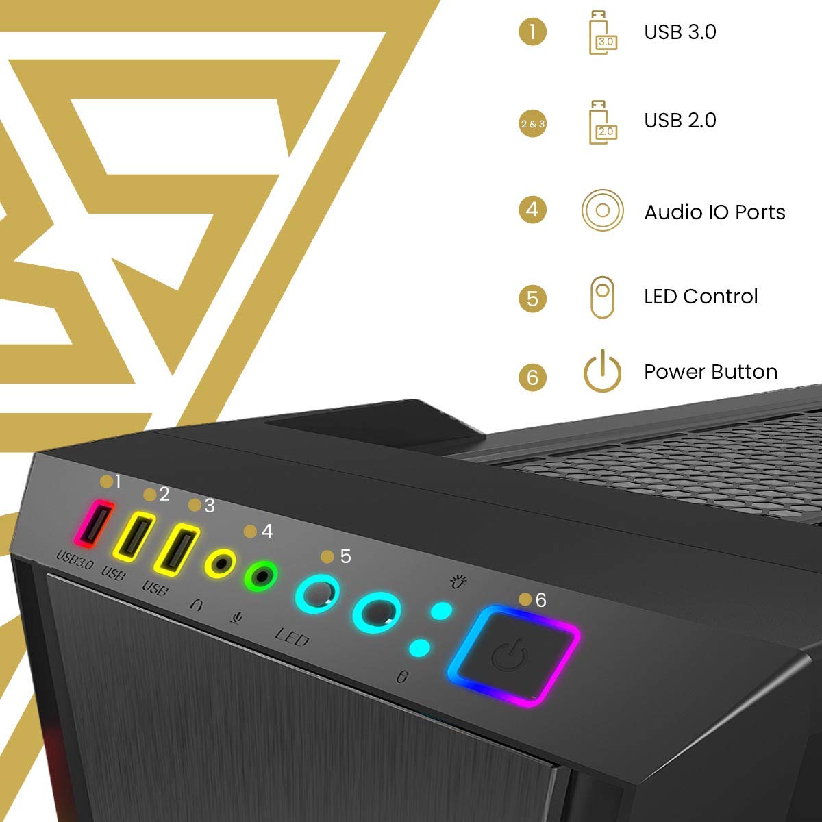 GAMDIAS Caja Media Torre ATX Argus M2 RGB con Panel acristalado (Negro)