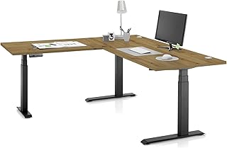 Stella Trading Ben 13 Eck-Schreibtisch höhenverstellbar elektrisch, Eiche Artisan - Verstellbarer Bürotisch mit 3 Memory Tasten und digitaler Anzeige - 180 x 74-127 x 77 cm (B/H/T)