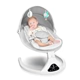 Electric Baby Swing for Infants to Toddler&vert; Portable Infant Swing with Remote Control&comma; Rocker with 5 Speeds&comma; 3-Point Harness for Baby Boy Girl &lpar;Light Grey&rpar;