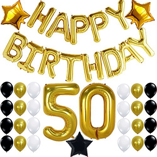 50 Balloon Number Birthday Decorations Kit – Large, 40 Inch | Foil 50 Balloons for Women Birthday | Happy 50 Years Old Birthday Decorations for Men, Women | Gold Number 50 Balloons for Anniversary