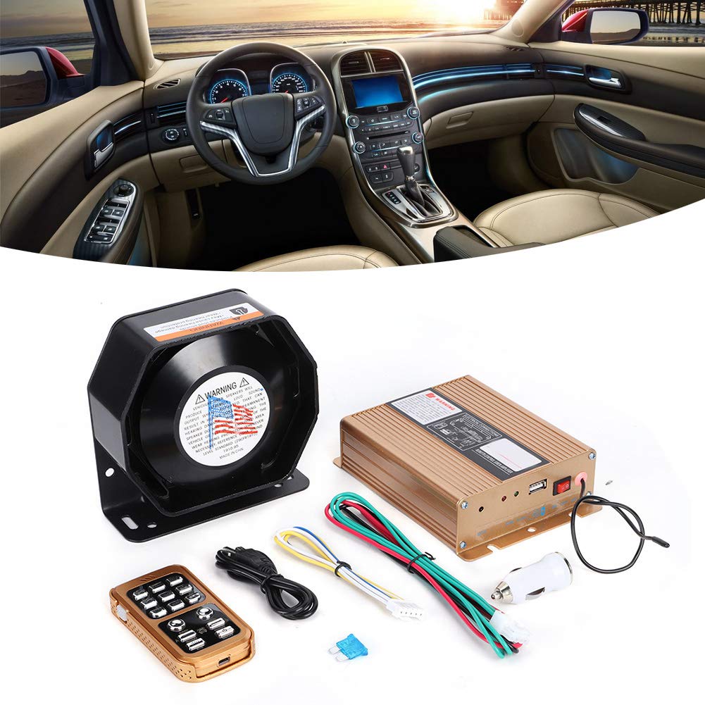 Alarma de Advertencia de Coche, Yctze 12v Alarma de Advertencia de Coche 18 Tonos Altavoz Inalámbrico de Sirena Fuerte Bocina de Seguridad de Manos Libres con 2 Luces LED