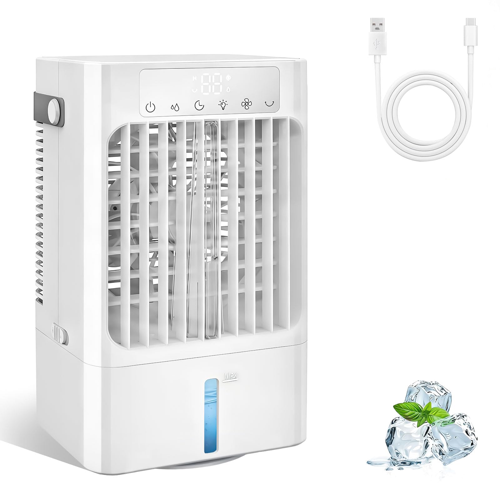 Mobile Klimaanlage Mini,Tragbare Air cooler fan mit 1-8H Timer,3 in 1 Personal Tisch-Kühllüfter mit Wassernebel,Leise mit 3 modi für Home Office Room,900ML wassertank