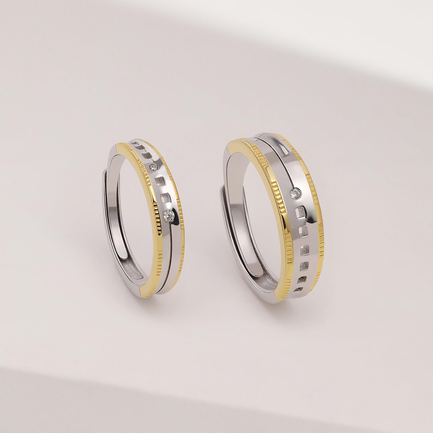 Meissa Fedi Nuziali Abbinati per Coppie 2 Pezzi, Anelli Coppia Placcati Oro Regolabili, Anelli Promessa Bridali, Anelli di Fidanzamento per Anniversario e San Valentino