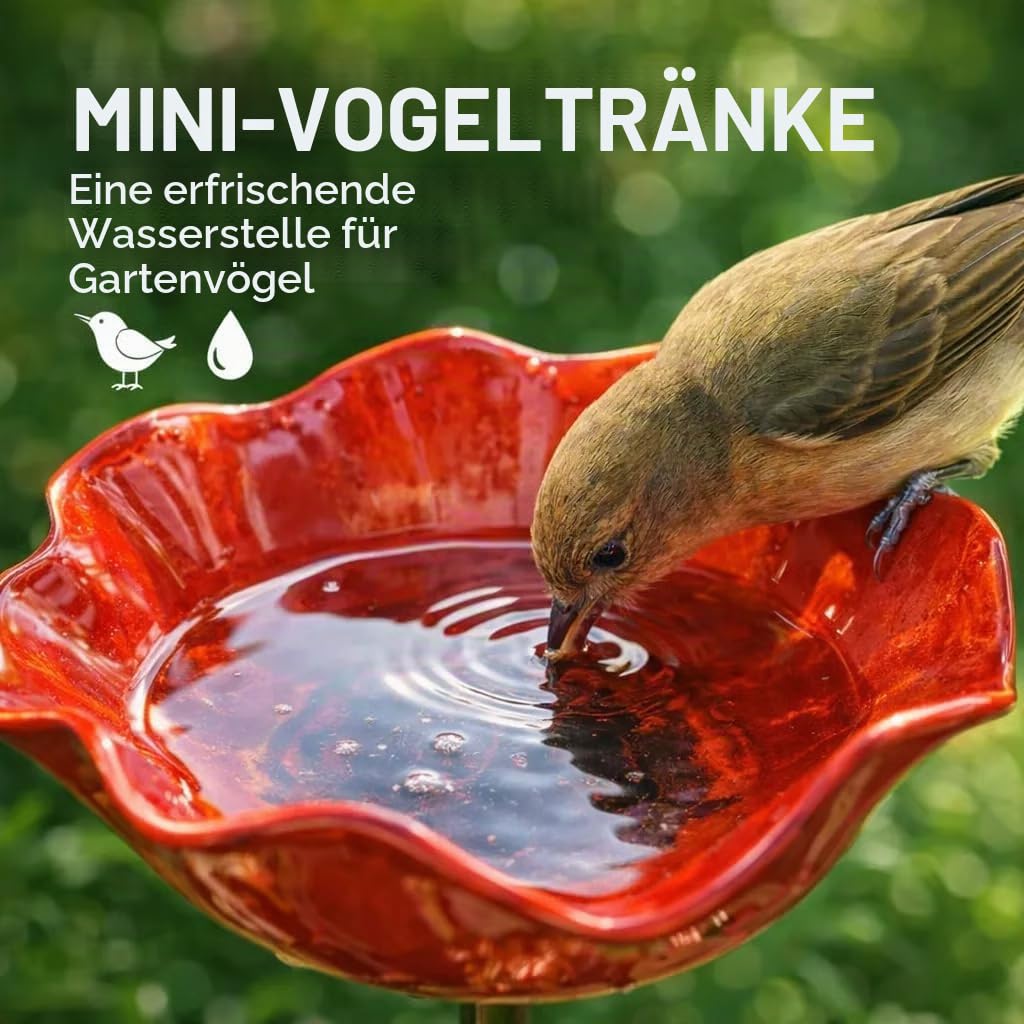 Blumen Gartenstecker Metall,Bienen Vogeltränke für Garten Flower Garden Stake Bird Bath Insektentränke Bienentränke Blumenschale Vogelfutterstation Wasser Futterspender Gartendeko für Draußen (10)
