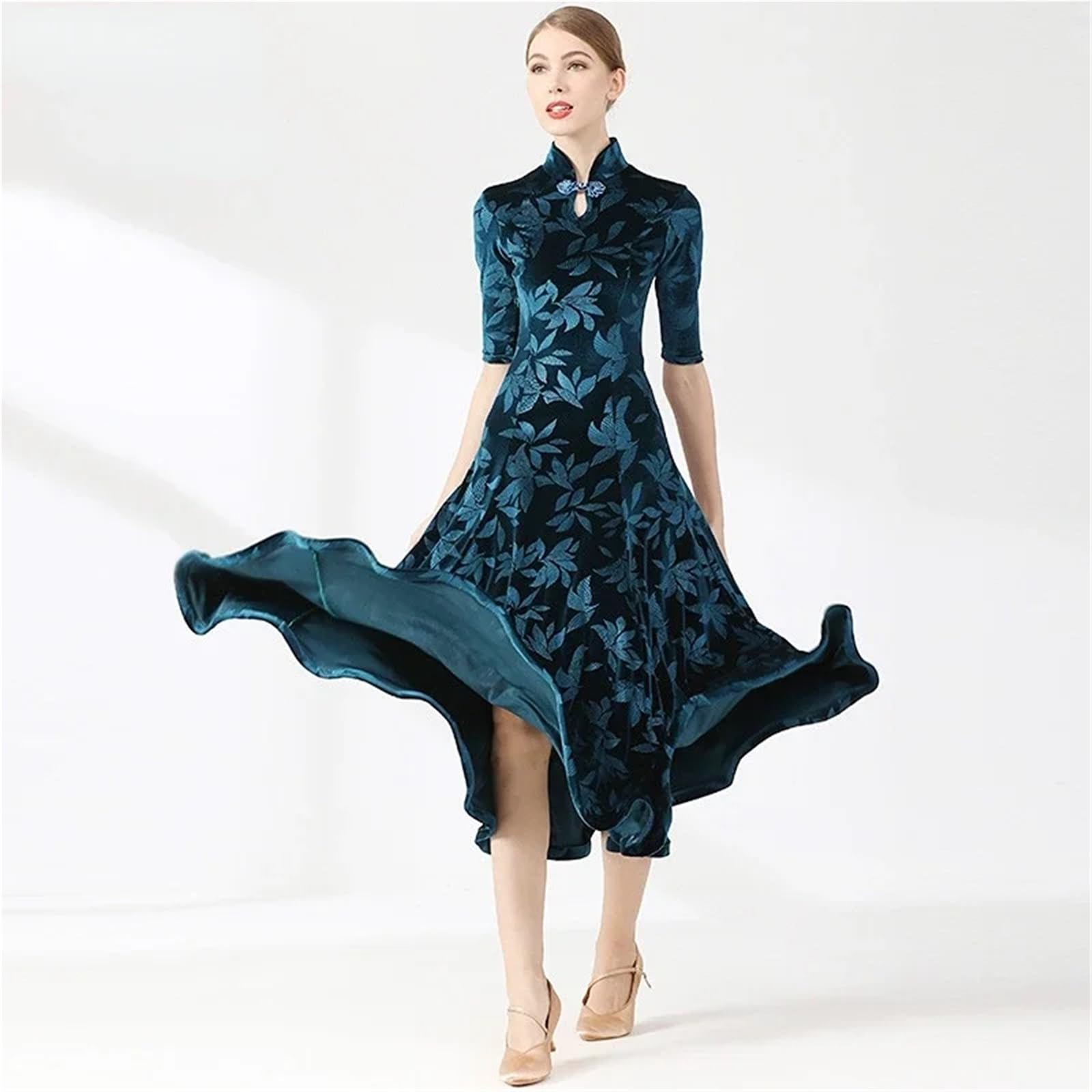 Vestido Flamenco Mujer Vestido de baile de salón Cheongsam Ropa de ejercicio Falda de baile flamenco Vals Tango Foxtrot Vestido de salón Vestido de competición