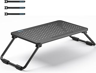 BONTEC Monitor Stand Riser, 120mm-High Laptop stand for Desk, Computer Monitor Riser Stand with Mesh Platform for Laptop, Computer, iMac, PC up to 15KG, Cable Ties Included