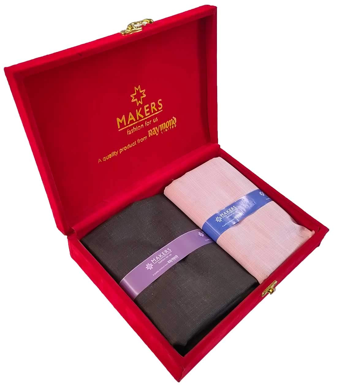Fabrics Makers Men's Combo of Unstitched Poly Cotton Plain Shirt and Trouser Fabric Set - Gift Pack (Multicolour_Free Size)