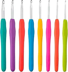 Kit 8 Agulhas Crochê Amigurumi Bordado Tricô Com Cabo Emborrachado 2.0 a 5.5 mm (Multicolor)