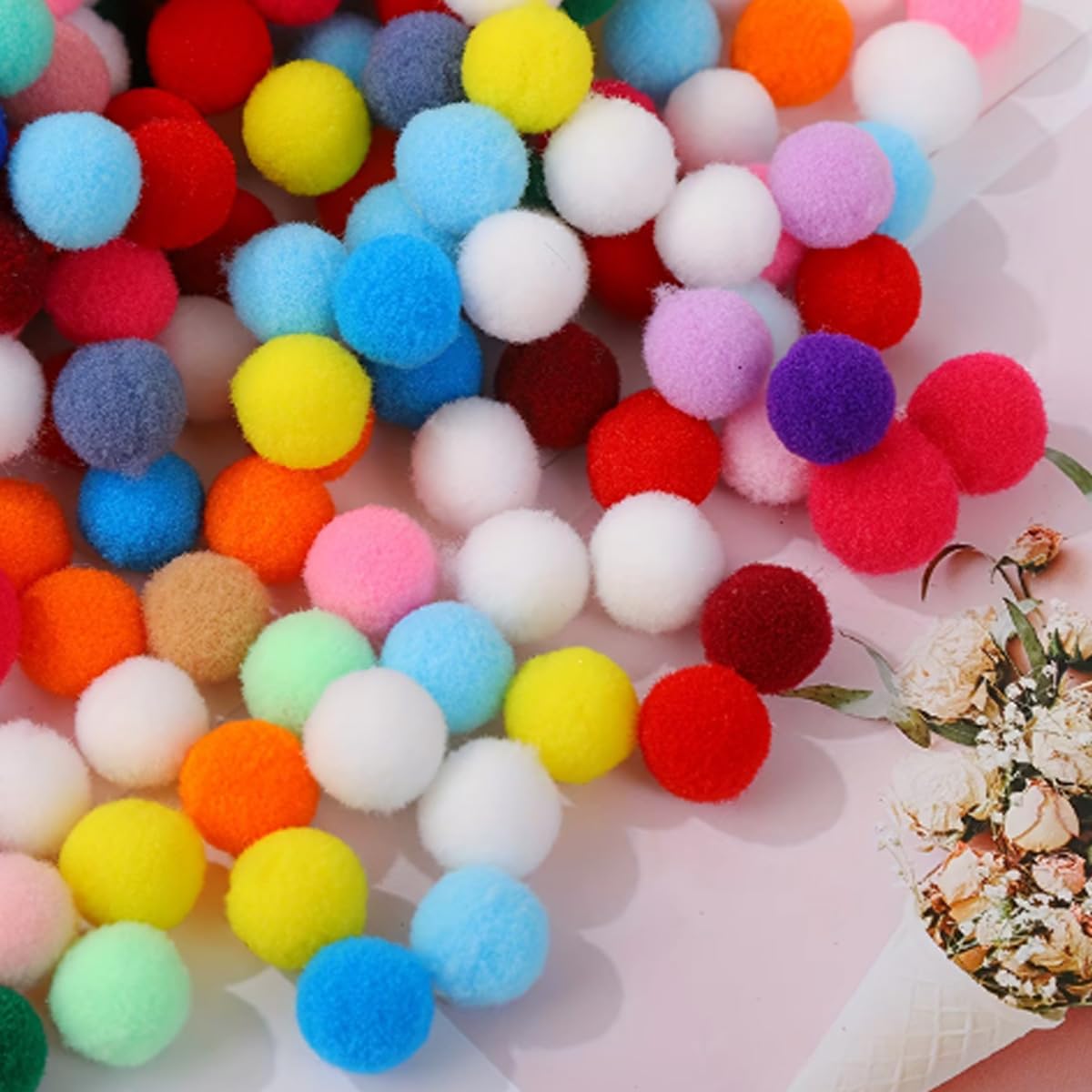 500 stuks 10 mm kleurrijke kwastjes, kleine vilten kwastjes, pluizige ballen, meerkleurig, doe-het-zelf, creatief, feestdecoraties, slingers, pompons, haaraccessoires