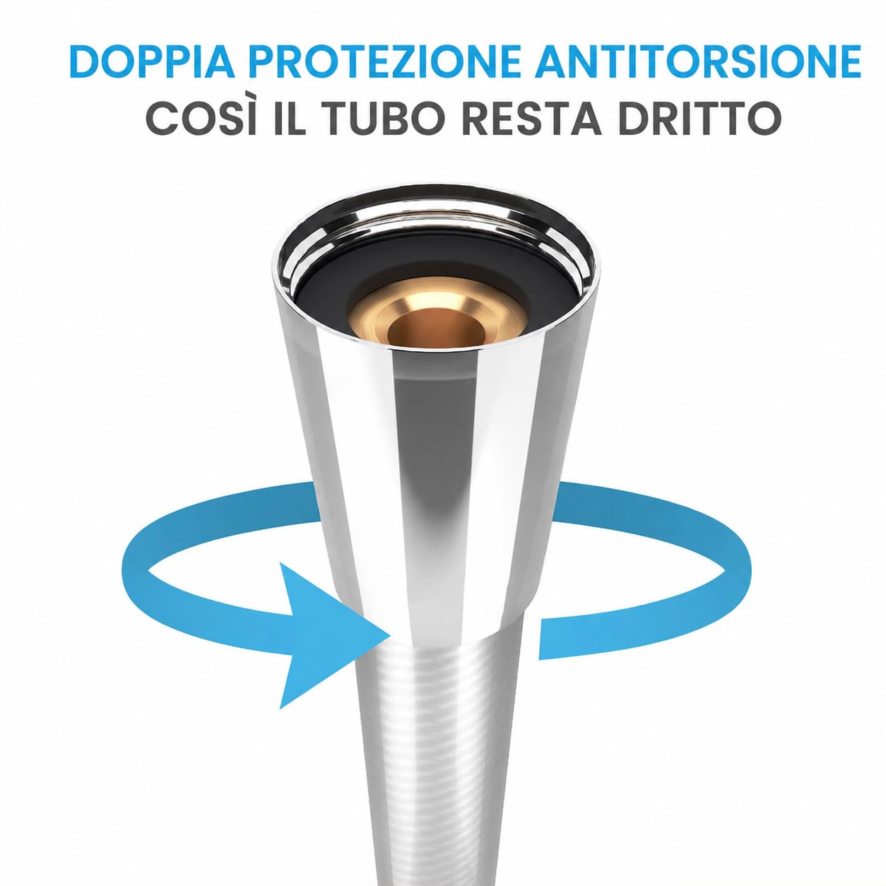 Bächlein Tubo flessibile per doccia in plastica con doppia protezione contro la torsione, flessibile e resistente alle pieghe, lunghezza 1,6 m, misura universale G ½"