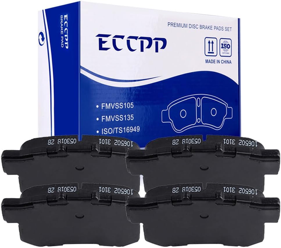 AUTOMUTO 4PCS Rear Semi-Metallic Disc Brake Pads Set D1086 For Acura RDX 2010-2018,For Honda Accord Crosstour 2010-2011,For Honda Crosstour 2012-2015,For Honda CR-V 2005-2016