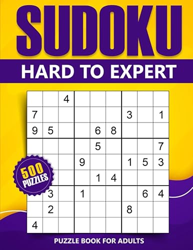 sudoku hard to expert: 500 Puzzles - Puzzle Book for Adults - Challenge Your Brain with Very Hard Sudoku Puzzles