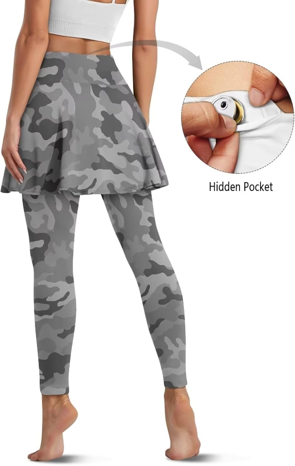 Skirted Leggings for Women Athletic Yoga Skirted High Waist Leggings with Skirt for Workout