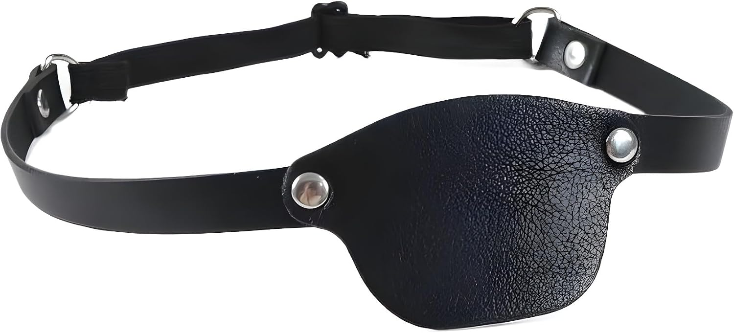Pirate Eye Patch Black Leather Eye Patch for Men Women Medical Eye Patch for Right or Left Eye Eye Cover Adjustable Eyepatch for Lazy Eye Cosplay Eyepatch Pirate Halloween Costume Prop