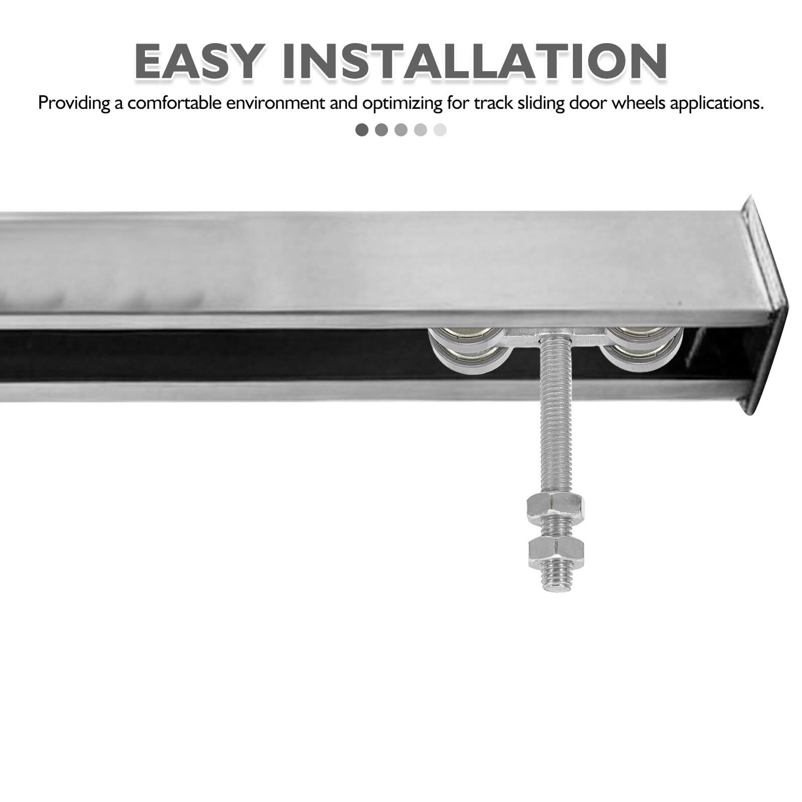 Poulie de Rail Suspendue en Acier Inoxydable Chariot à 4 Roulettes Amovibles M8, Système de Porte Coulissante Robuste pour Grange et Serrage, Coulissement Silencieux et Capacité