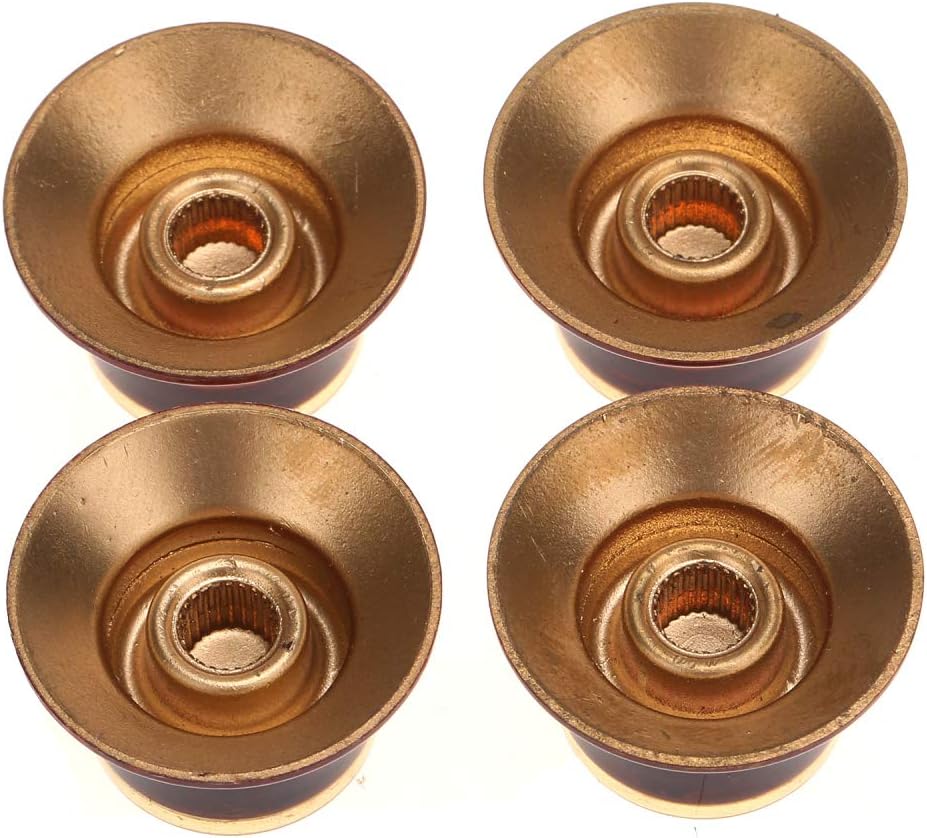 Musiclily Pro Inch Size LP Guitar Reflector Knobs 2 Volume 2 Tone Top Hat Bell Knobs Set for USA Les Paul SG Style Electric Guitar Amber with Silver Top - Image 5