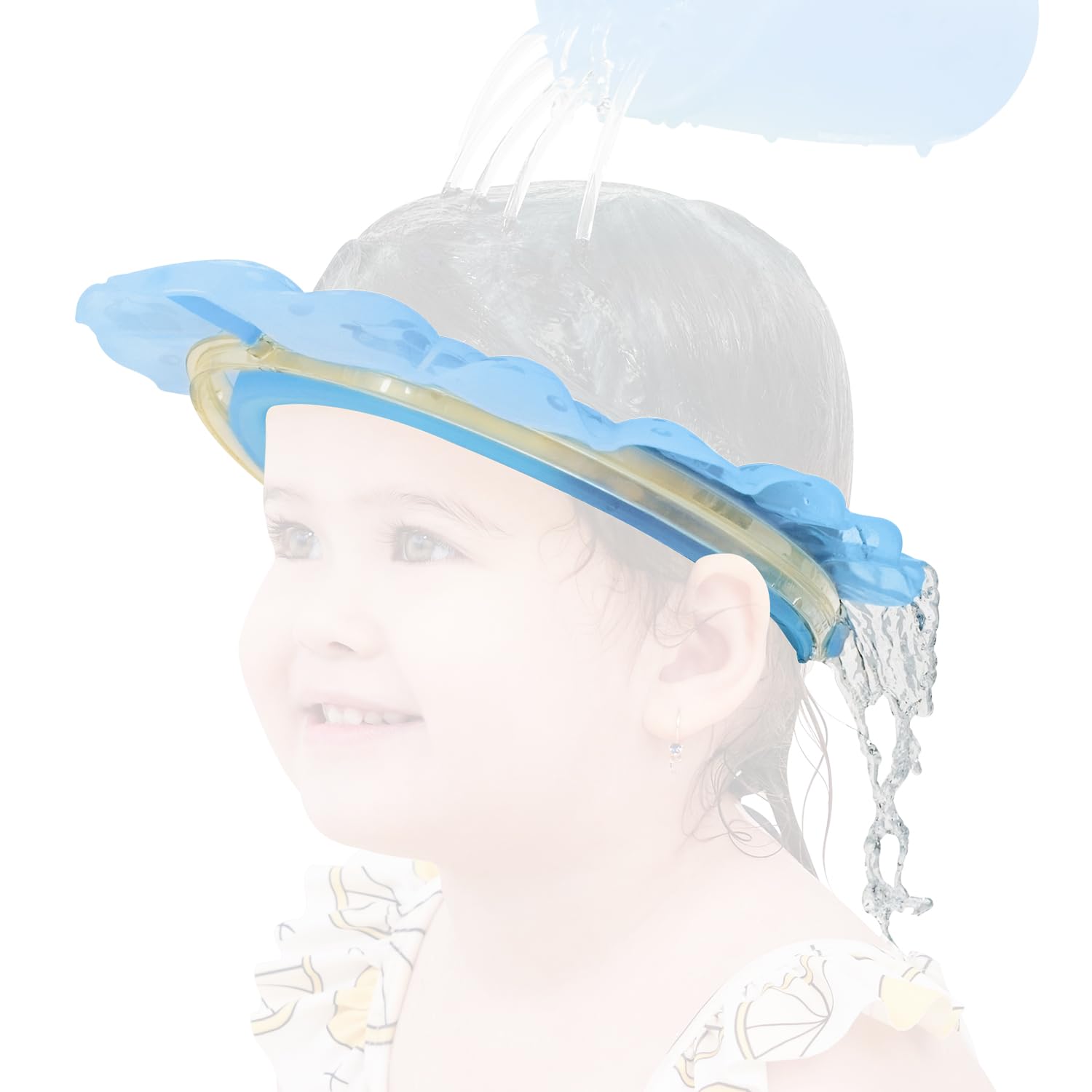 Kair Bath Visor for Babies,Silicone Air Cushioned Shower Cap for kids, Shower Water Guard for Baby bath and Toddler Bath (Blue)